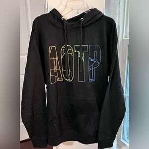 Streetwear Black Hoodie All Over The Place Pullover Shirt Mens Womens Hoodie L